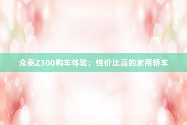 众泰Z300购车体验：性价比高的家用轿车